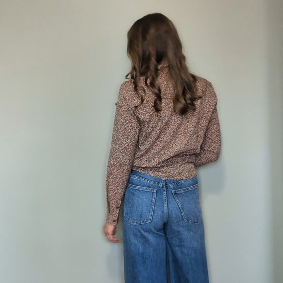 RW&CO Pink Feather Blouse S Romantic Collared - Picture 3 of 4